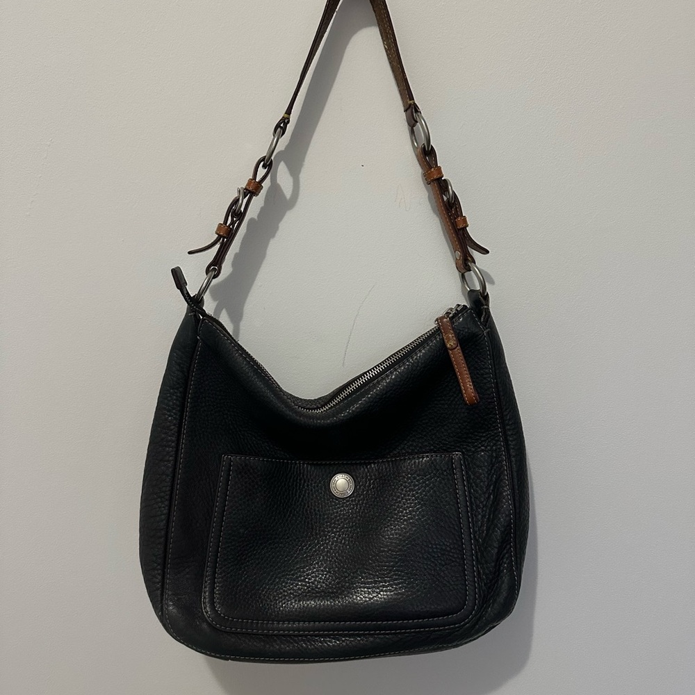 Vintage coach black pebbled leather shoulder bag
